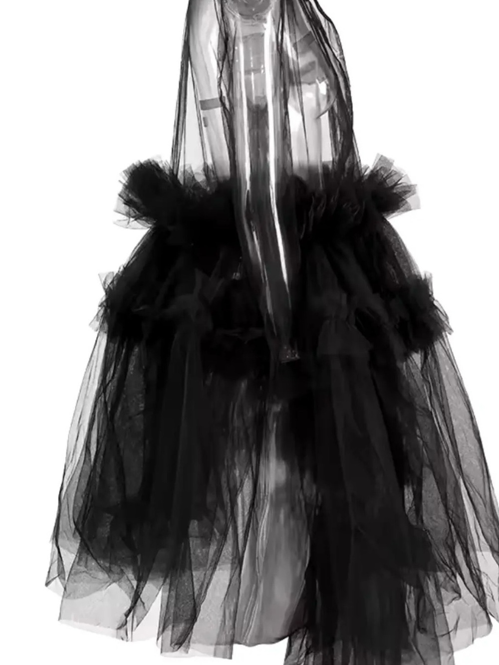Black Tiered Tulle Cape - Women